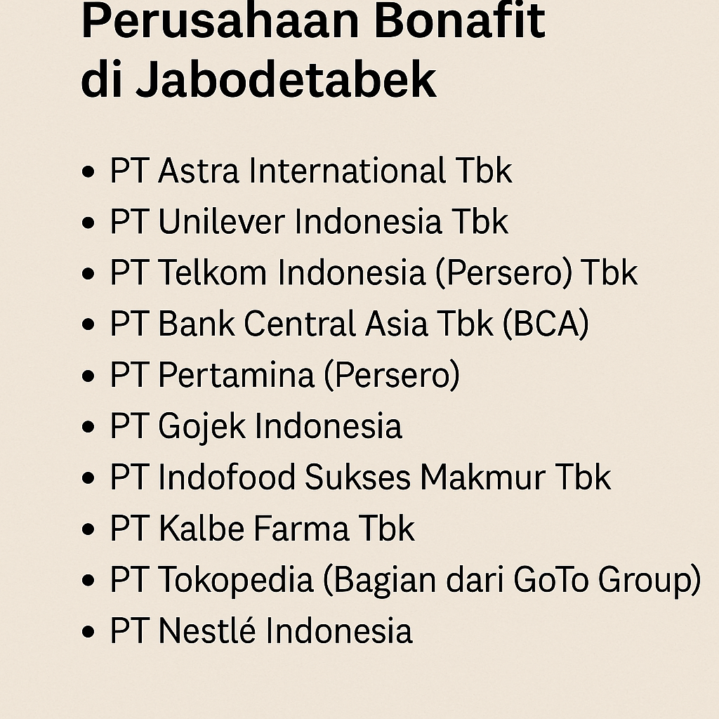 Nama-Nama Perusahaan Bonafit di Jabodetabek