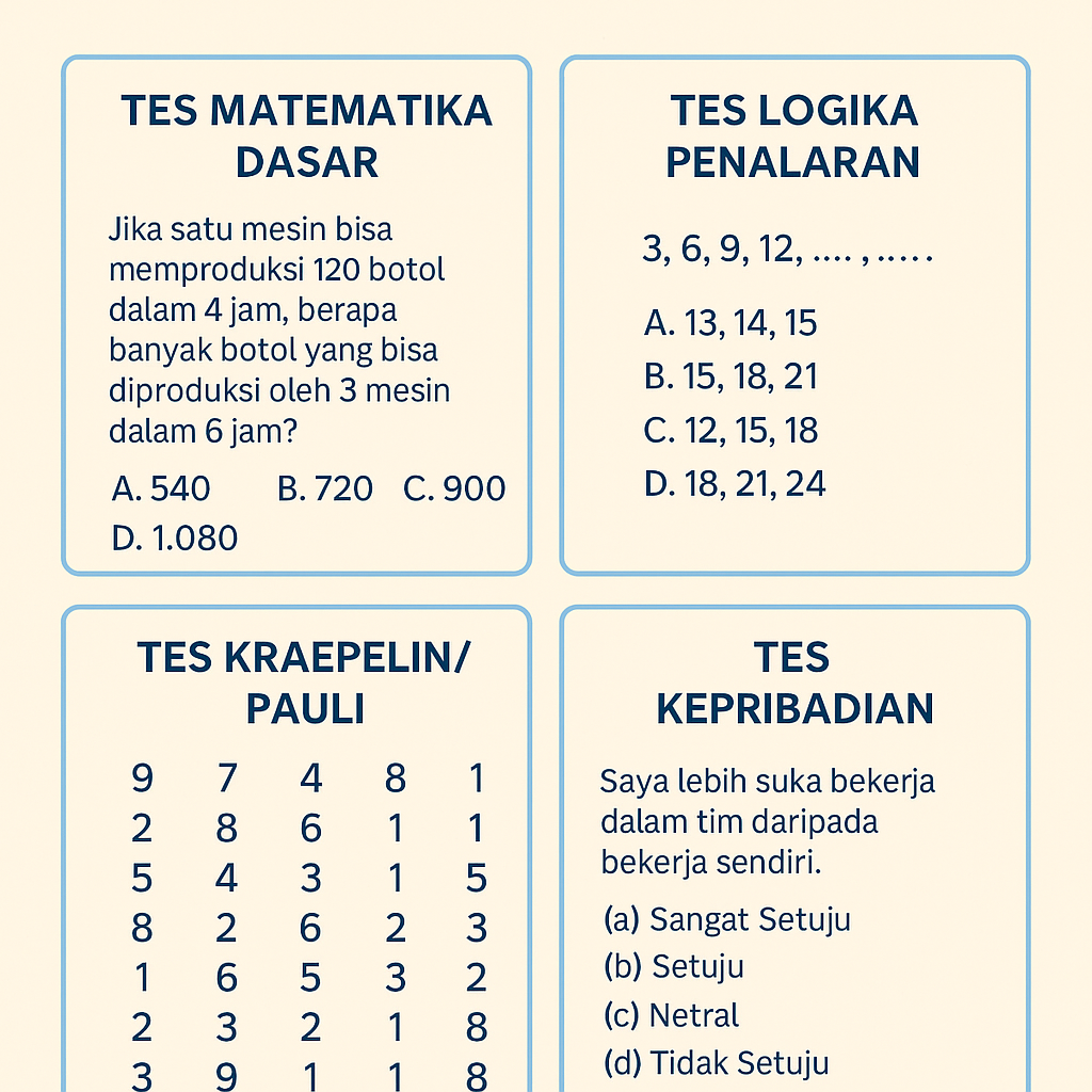 Soal Psikotes Pabrik: Contoh, Tips, dan Strategi Lulus Tes dengan Baik